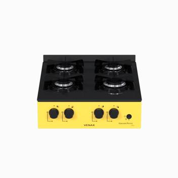 Fogão 4 Bocas Venax Grand Petit Line Amarelo Mesa em Vidro - Bivolt - 25178