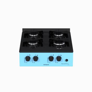 Fogão 4 Bocas Venax Grand Petit Line Azul Mesa em Vidro - Bivolt - 18068