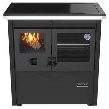 Fogão a Lenha Venax Nº1 Le Corbusier Preto Chapa Vitrocerâmica