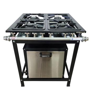 Fogão 4 Bocas Alcazon Baixa Pressão C/ Forno 75l Inox - Acz-004+aczf-003