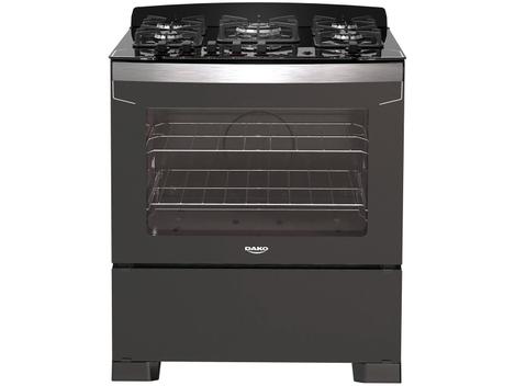 Fogão 5 Bocas Dako Diplomata Preto Mesa em Vidro - Bivolt - 300001001