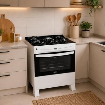 Fogão 5 Bocas Clarice Veritá Gourmet Branco Mesa em Vidro - Bivolt