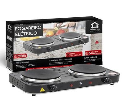 Fogão Elétrico 2 Bocas 127V Cooktop Para Todos Tipos de Panelas e ...