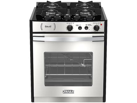 Fogão 4 Bocas de Embutir Venax Gaudi Platinum Vitreo Inox Mesa em Vidro - 220v - Gdpmv451