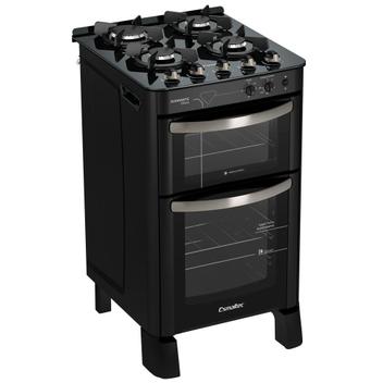 Fogão 4 Bocas Esmaltec Diamante Glass Preto Mesa em Vidro - 220v - 4094