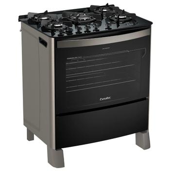 Fogão 5 Bocas Esmaltec Esmeralda Glass Gourmet Inox Mesa em Vidro - Bivolt - 5089