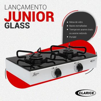 Fogão 2 Bocas Clarice Júnior Glass Branco Mesa em Vidro