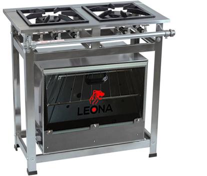 Fogão 2 Bocas Leona P7 C/ Forno Inox