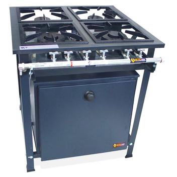 Fogão 4 Bocas Metalfour Industrial P5 Baixa Pressão C/ Forno Preto