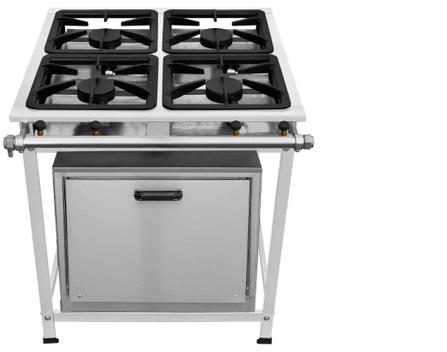 Fogão 4 Bocas Leona P8 C/ Forno 40x40 Inox