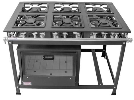 Fogão 6 Bocas Leona P5 30x30 Industrial Com Forno Vidro Inox