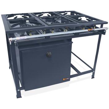 Fogão 6 Bocas Metalfour Industrial P7 Alta Pressão C/ Forno Grafite