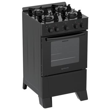 Fogão 4 Bocas Atlas Milão Glass Preto Mesa em Vidro - Bivolt - 300001766