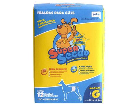 Fralda Descartável para Cachorro Macho G - Petix Super Secão 12 ...