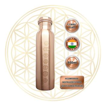 Garrafa De Cobre Puro Indiana Ayurvédica - CHAKRAS 950ML - Fluir - Foto 7