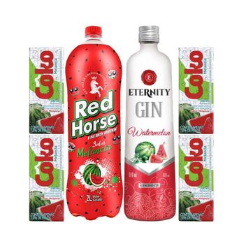Gin Eternity Melancia 900ml + Red Horse 2L Melancia + Coko - Gin ...
