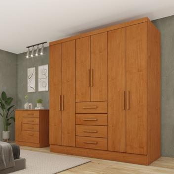 Guarda Roupa Casal 6 Portas 4 Gavetas 180cm Arizona - Tcil Móveis