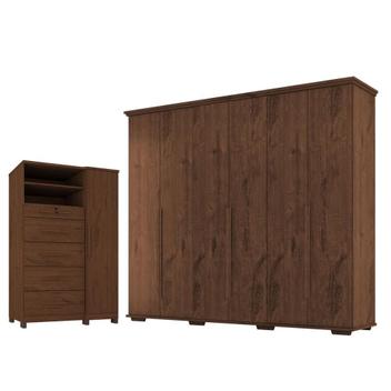 Guarda Roupa Casal Everest 6 portas com Cômoda Sapateira Imperial