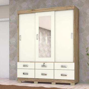 MAGGY 様(^-^)  SVOLME 3WAY Guarda roupa casal samba 3 portas de correr c/ 2 espelho e 6