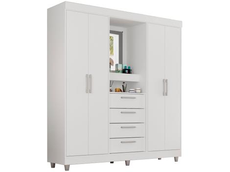 Guarda-roupa com Espelho 4 Portas 4 Gavetas Araplac Pequim - Guarda-Roupa / Roupeiro - Magazine Luiza