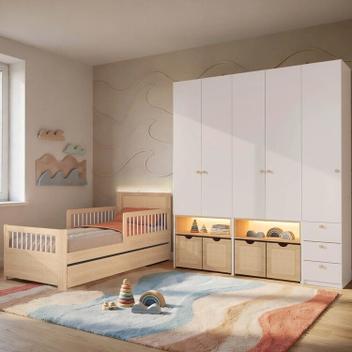 Guarda-Roupa Modulado e Bicama Solteiro Reversível Infantil Wave