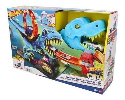 Pista Hot Wheels com Carrinho - Mordida do T-Rex - City - 92 cm