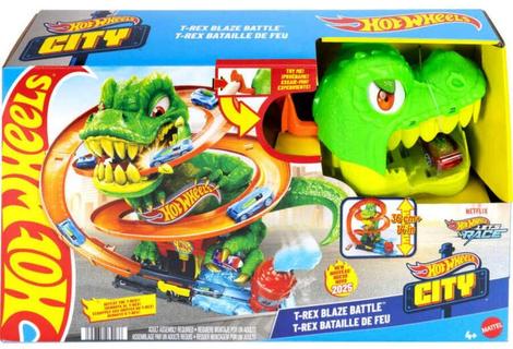 Hot Wheels Pista City T-Rex Blaze Battle 2025 Mattel - Lançadores de ...