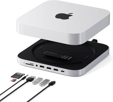 Hub e suporte Mac Mini com gabinete SSD para NVME/SATA M.2