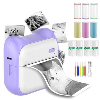 Impressora de adesivos PRINHSJI Inkless Mini Pocket com 10 rolos de ...