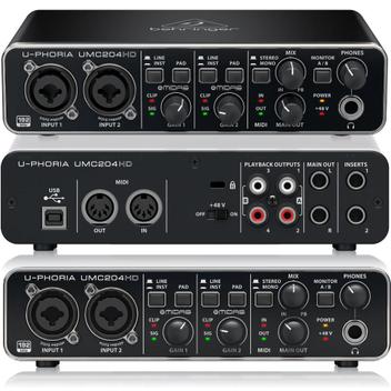 Interface de Áudio Behringer UMC204HD USB MIDI - Interface de