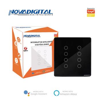 Interruptor 8 Teclas 4x4 Zigbee Preto Touch Novadigital Tuya ...