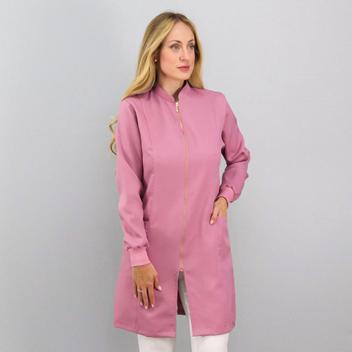 Jaleco Feminino Acinturado com Zíper e Punhos Nude Nice - Gardenia