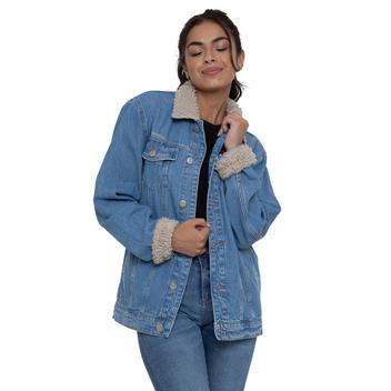 Jaqueta jeans com pelo de deals carneiro masculina