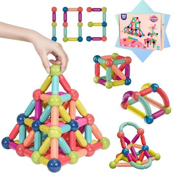 Jogo Blocos Magnéticos Educativos 103 Pçs C/ Imãs Construir Números ...