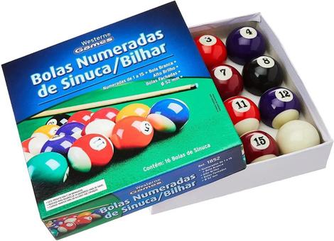 Jogo Bilhar Sinuca Bolas Numeradas Faixadas Completo 52Mm em Promoção na  Americanas