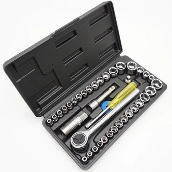 Jogo de soquete de chave,ERYUE 40 pçs Conjunto de soquetes de chave inglesa  multifuncional para carro, motocicleta, conjunto de soquetes de chave de  aço carbono alto, kits de ferramentas manuais, ca