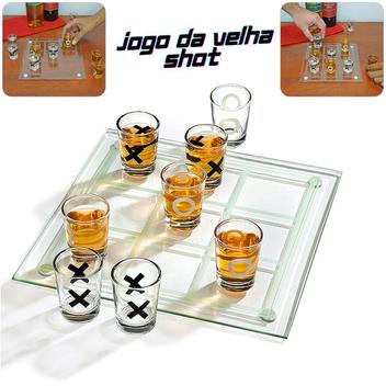 Jogo da Velha Drink Shot Tabuleiro de Vidro Jogo de Bebidas - Funtast