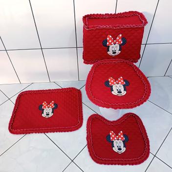 Jogo de banheiro Minnie 4 peças Tecido - Nara Confeccções - Jogo de ...