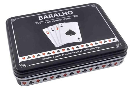 Baralho Duplo com 2 Jogos de 54 Cartas no Estojo de Metal Unidade -  RedStar/ WX Gift - Baralho - Magazine Luiza