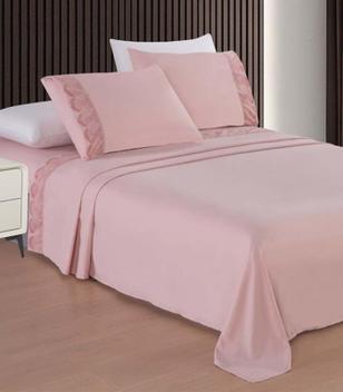 Jogo De Cama Marquesa Bordado Inglês Casal Camesa Rosa - Jogo de Cama