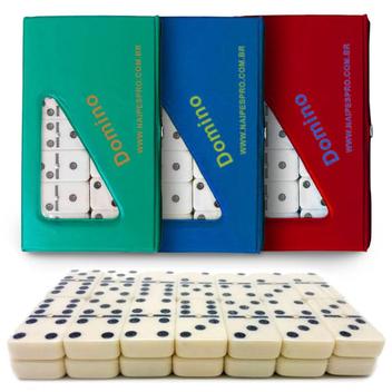 Jogo De Domino Double Six Osso Estojo C/28 Peças TOP Jogador Jogar