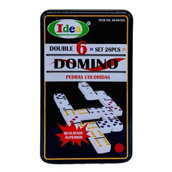 JOGO DOMINO 28 PECAS RED STAR COLORIDO COM LATA