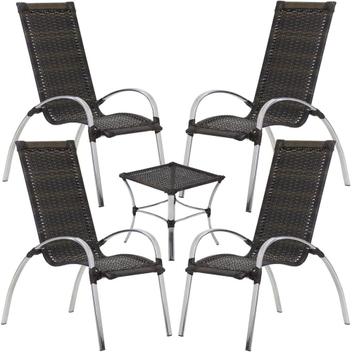 Jogo de Mesa e cadeira de alumínio e fibra sintética Cerejeira