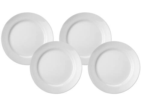 Jogo de Pratos Redondo Porcelana Branco Raso - Schmidt Basic 4 Peças ...