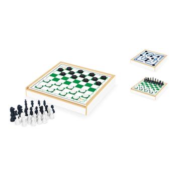 Jogo Dama + Trilha E Dominó Kit De Madeira - R$ 59,89