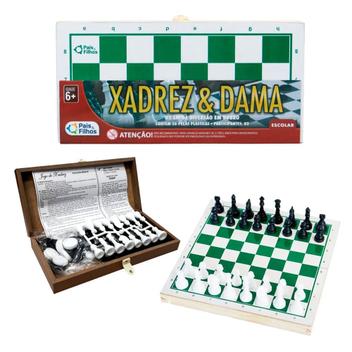 Kit 2 jogo xadrez E dama classic tabuleiro estojo pç maciças em