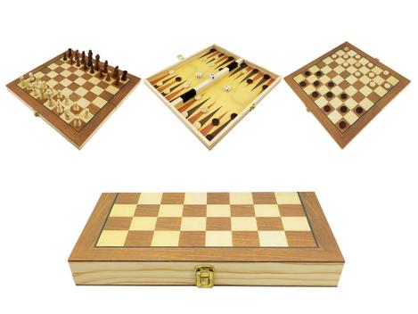 Conjunto de xadrez de madeira 3 em 1 gamão portátil viagem damas xadrez jogo  de tabuleiro dobrável peças de xadrez de madeira maciça crianças presentes  adultos - AliExpress