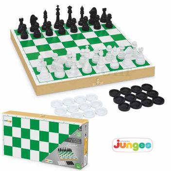 Kit Jogo 32 Peças Xadrez 30 Peças de Damas e 2 Dados Peças em Madeira com  Rei de 7,5 cm em Promoção na Americanas