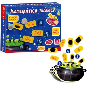 Jogo Matemática Mágica 84 Peças Brinquedo Educativo de Madeira