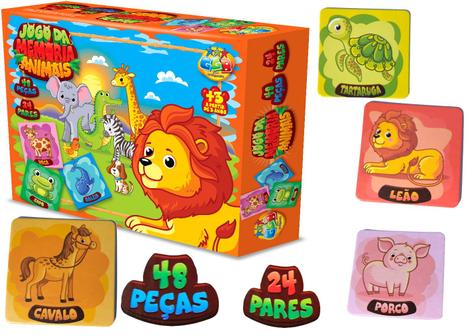 Jogo de Memória Animais Inglês (3 anos ou +) - TOYS AQUI BRINQUEDOS  EDUCATIVOS